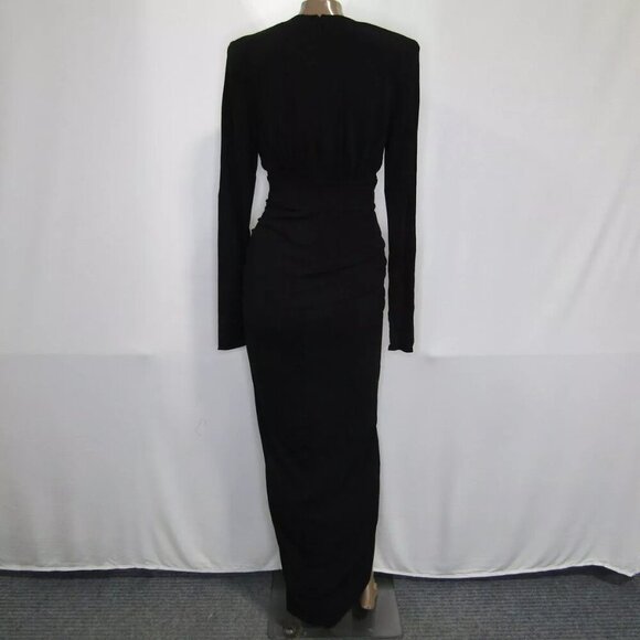 NEW ALEXANDRE VAUTHIER Womens Maxi Dress Gathered Front Plunge V-Neck Size 8 40 - Picture 2 of 8